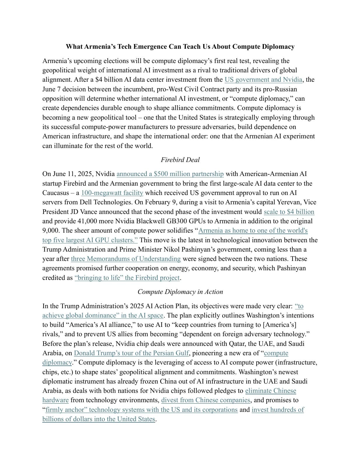 First page of the compute diplomacy fellowship paper